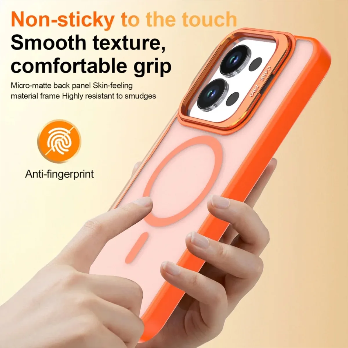 Luxury Magnetic Matte Translucent Phone Case with Metal Lens Stand and Shockproof Design