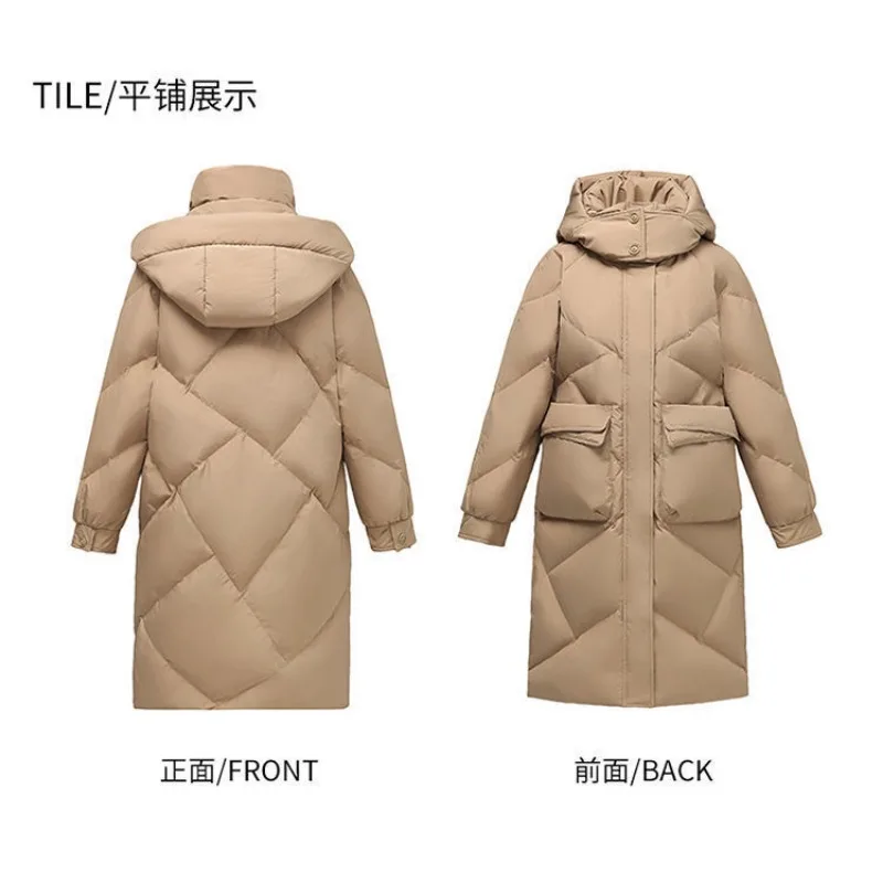2023 New Women Down Jacket Winter Coat Female Keep Warm Thick Parkas Loose Mid Length Version Outwear Fashion Hooded Overcoat