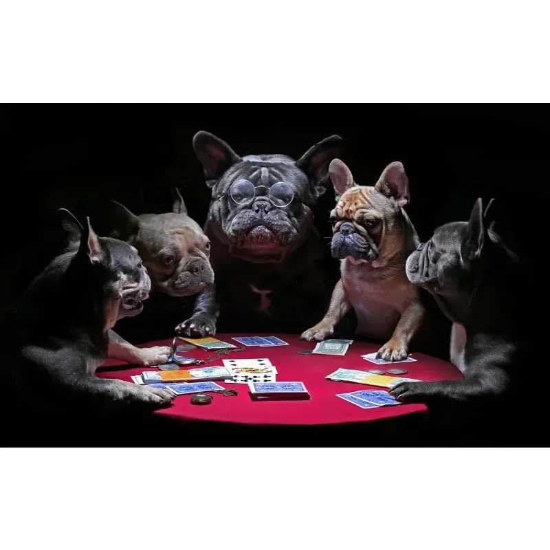 69*51cm Paper Jigsaw Puzzle 1000PCS Card Game of French Bulldogs Animals Painting Educational Entertainment  Adult Children Toys 2
