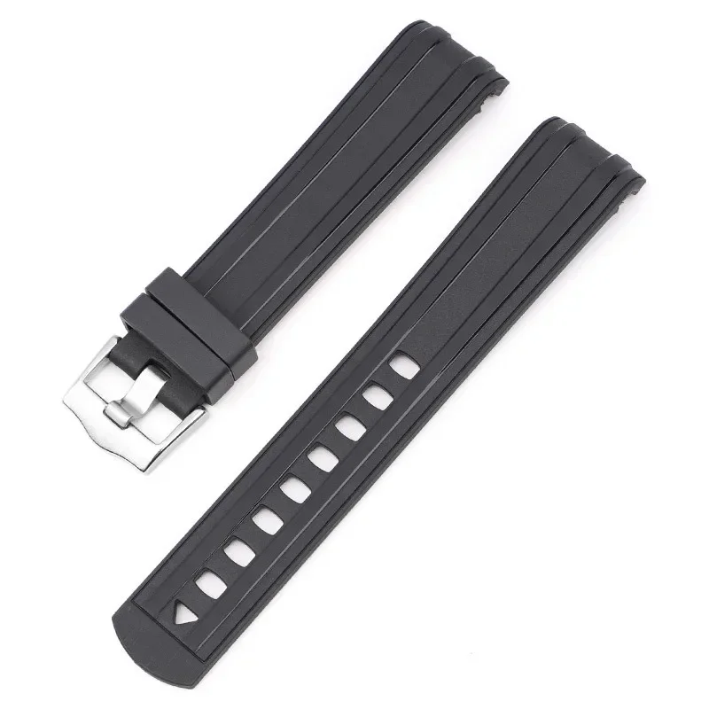 Premium Silicone Rubber Diving Watch Band with Curved End - Universal Strap