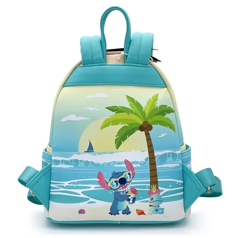 Original Loungefly Disney Stitch Mini Backpacks 3d Sandcastle Beach Surprise Kawaii Backpack Pu Leather Woman's School Bags Gift