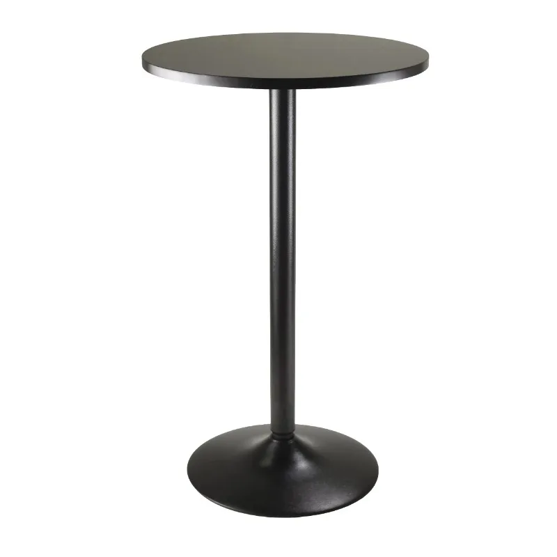 

Obsidian Round Pub Table with MDF Wood Top, Legs, and Base, Black