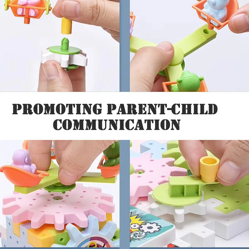 Electric DIY Spinnings Gears Building Blocks Battery Powered Brick Blocks Set For Boys Girls Kids