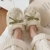 Winter Warm Fur Slippers for Women Cute Bow House Non Slip Soft Shoes Comfort Flat Heel Home Indoor Bedroom Plush Cotton Slides 5