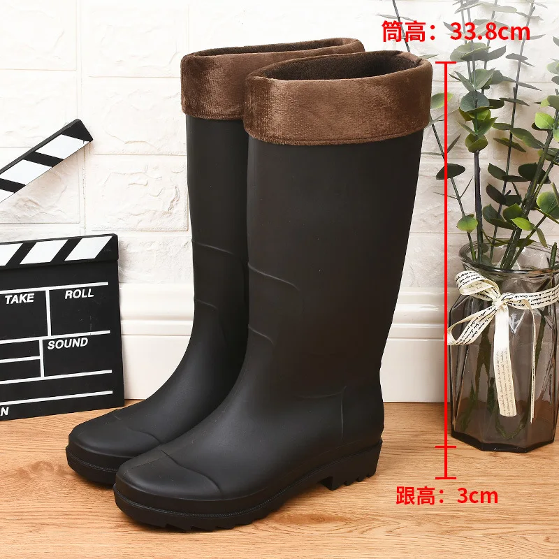 

39-44 Mens Rain Boots Waterproof Spring Autumn Flat Heel PVC Slip-on Solid Kitchen Farmland Non-slip Male Shoes Hw20
