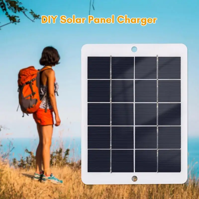 Portable Solar Charger For Phone Efficiency Solar Panels Waterproof 5W 5V Fast Charger For Camping For Charging Fans LED Light