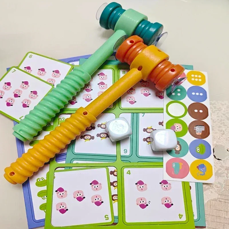 New Kids Suction Cup Hammer Battle Table Game with Card Logic Thinking Training Math Montessori Fun Mathematics Educational Toys