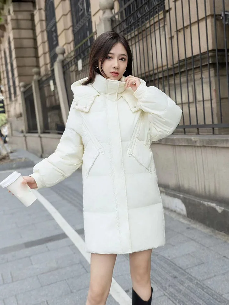 

Women's Clothing Mid-length hooded slim down coat Winter New 170