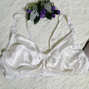 Fashion Satin Mulberry Silk Bra Women Girls Sexy Ultra-Thin Soft Breathable Seamless Underwear Plus Size Bikinis Wire Free Bras 1