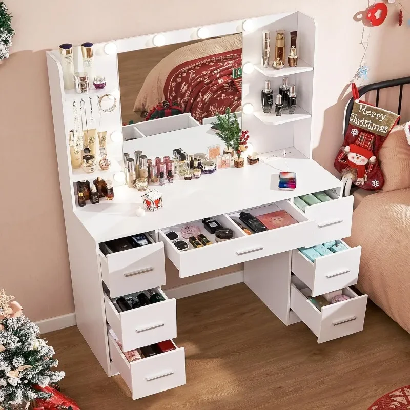 Large vanity desk with drawers best sale