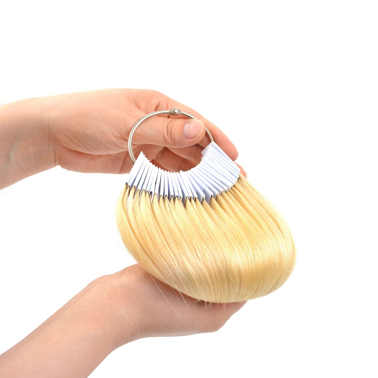30pcs Human Hair Color Rings Swatches Testing 8 Inch Blonde Hair Color Samples Ring For Salon Dyeing Practice