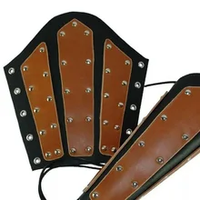  Medieval Knight Cosplay Props Faux Leather Bracer Steampunk Lace Up Arm Armor Wide Cuff Viking Warrior Gloves Gauntlet Wristband 