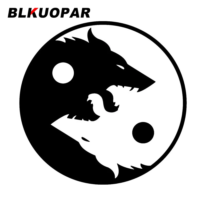 

Автомобильные наклейки BLKUOPAR Wolf Yin Yang, персональные аниме наклейки для квадроциклов, устойчивые к царапинам, бампер, окна, украшение, доска для серфинга, автомобильные товары