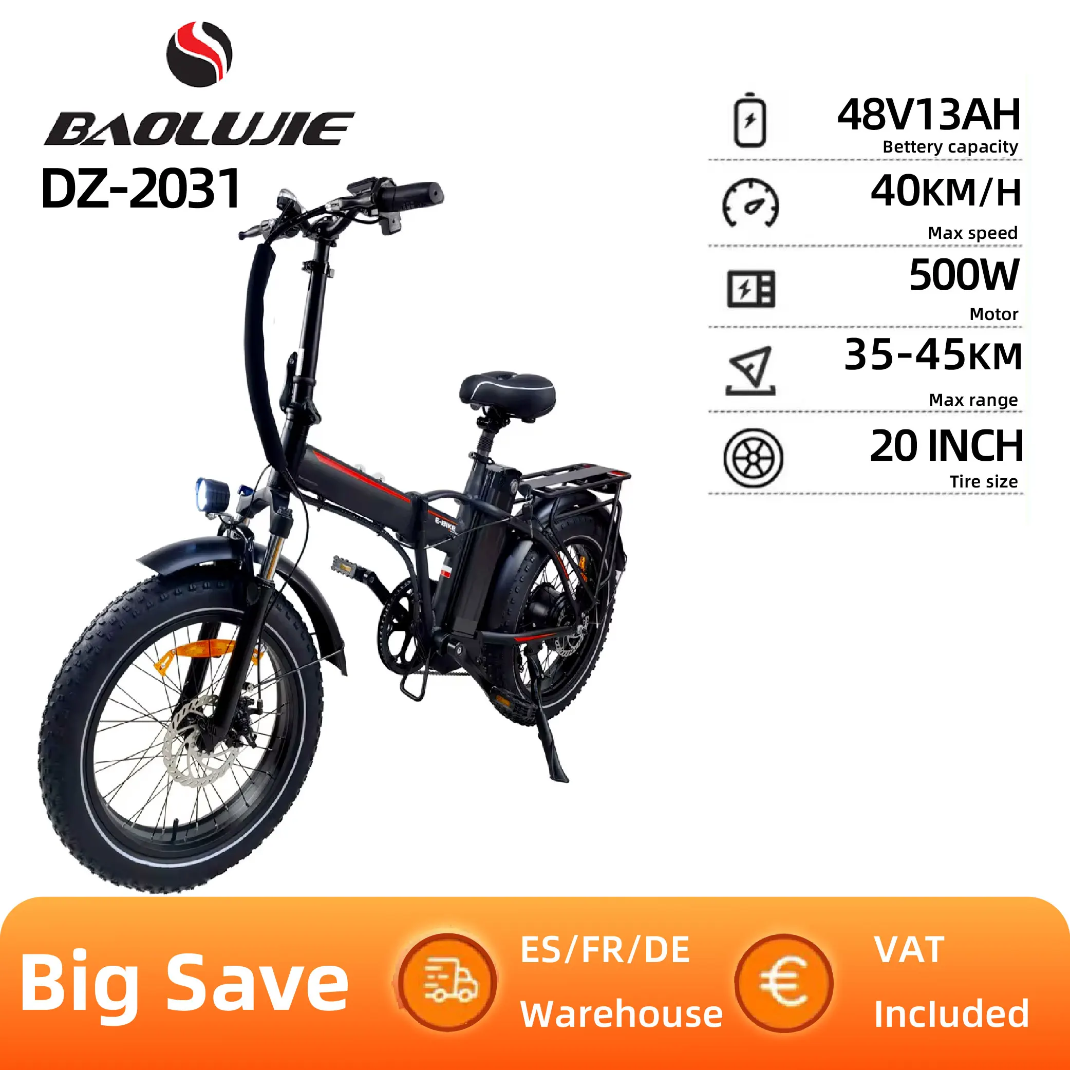 Bike Urban Yesbike 500w BAOLUJIE DZ-2031 Adult Electric Bicycle