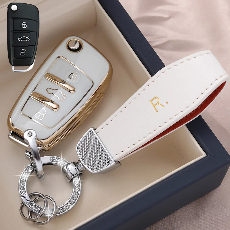 Fashion Tpu Car Key Case Full Cover Shell Fob Per Audi A3 A4 A5 C5 C6 8L 8P B6 B7 B8 C6 Rs3 Q3 Q7 Tt 8L 8V S3 Supporto Accessori