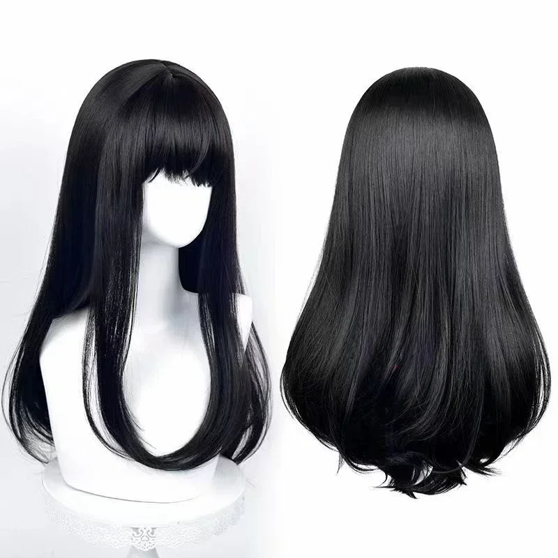 

Парик для косплея аниме «бензопила» Mitaka Asa, термостойкие синтетические волосы черного цвета длиной 65 см, парик на Хэллоуин с шапочкой