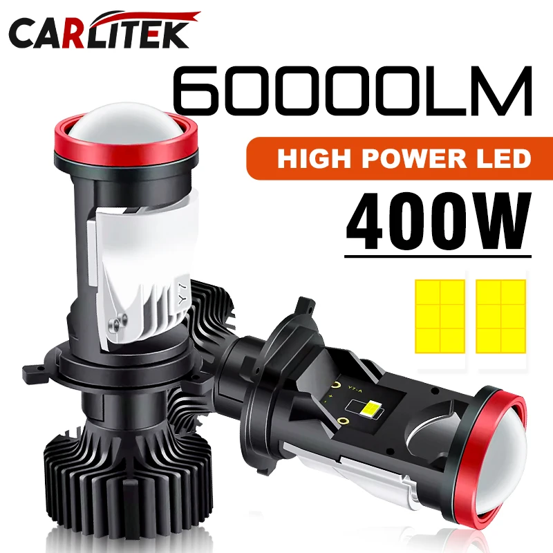 H4 LED Projector Lens LHD Mini H4 LED Lenses Car Headlight Bulbs 7535 CSP Chip High Low Beam 400W Canbus Auto Turbo Light 12V