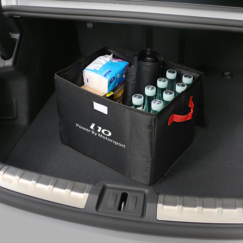 For Hyundai i10 N Line Foldable Car Trunk Organizer Box Large Capacity Auto Multiuse Tools Storage Bag Car Interior Accessories