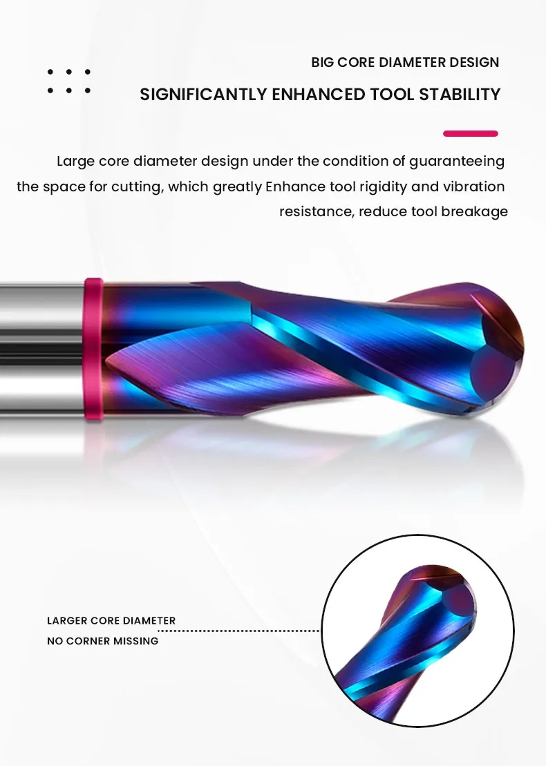 Gamont TGP-HRC70 2f farb kreis fräser blau nano beschichtung wolfram stahl karbid fräser für cnc mechanische fräser – Detail 3