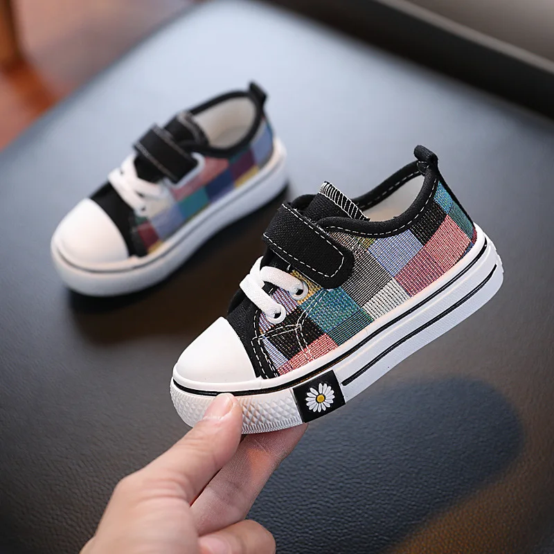 Children Canvas Shoes Toddlers First Walker Shoes Fashion Classic Casual Sneakers Little Kids Skate Checkered Shoes 2023 Autumn