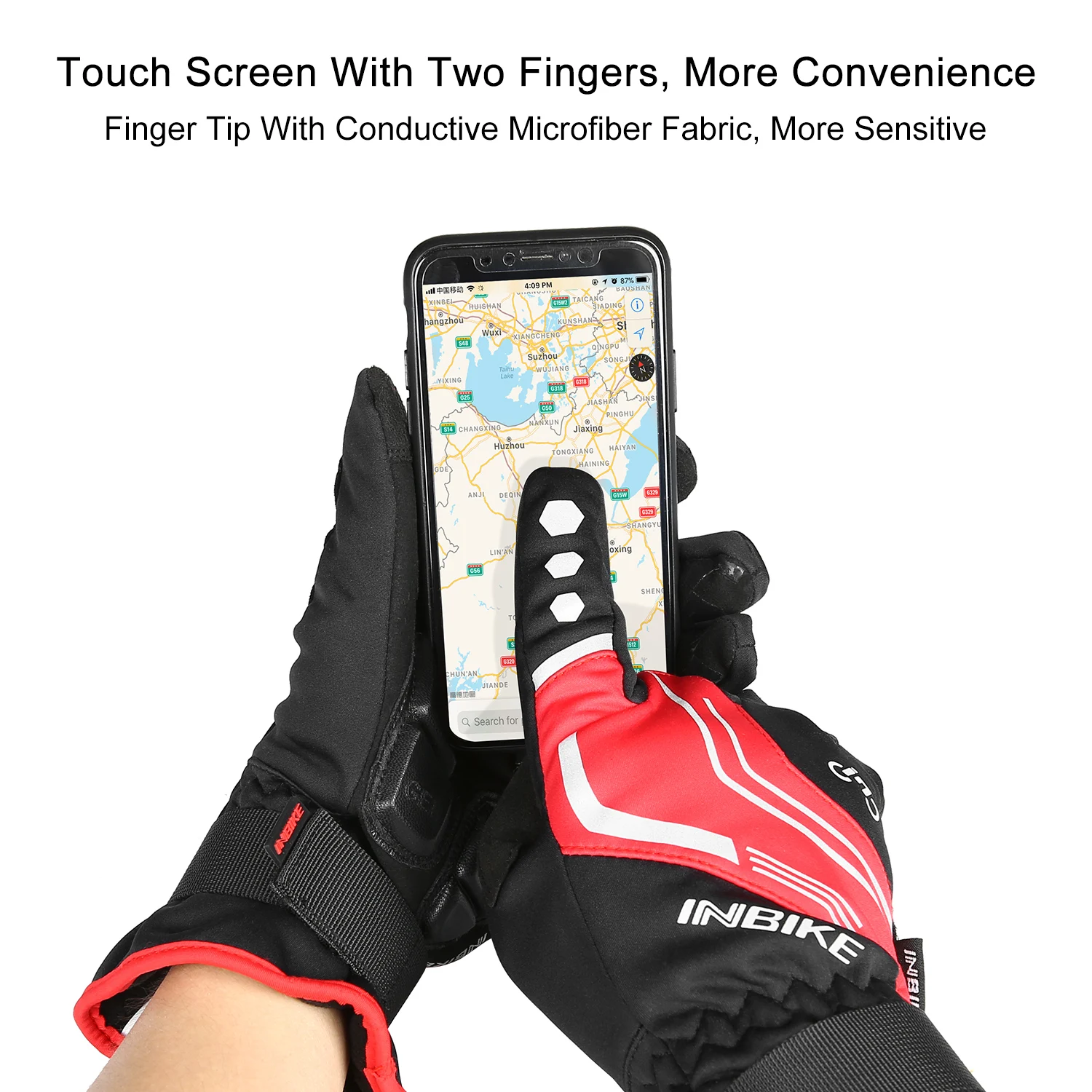 INBIKE Winter Full Finger Cycling Gloves Durable MTB Bicycle Gloves forRiding Outdoor Motorcycle Accessories Touch Screen Padded 6
