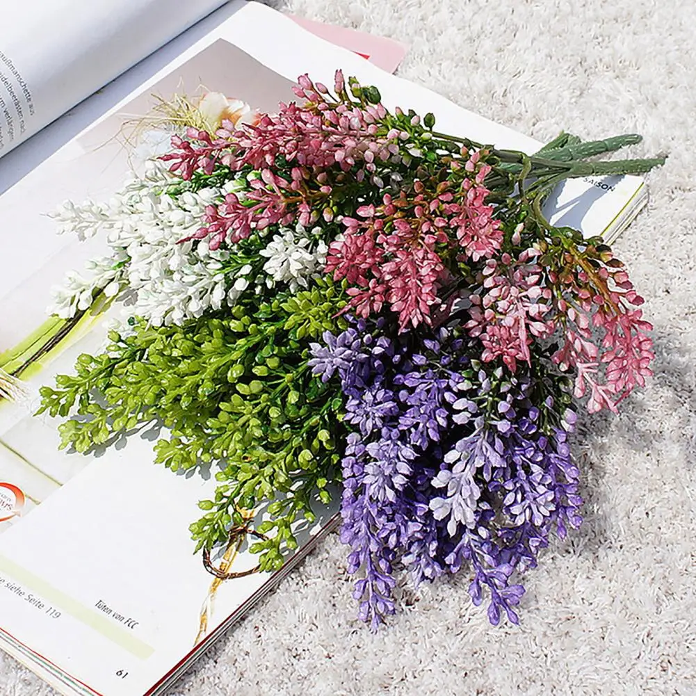 

1 Bouquet Simulation Flower 15 Flower Heads Unfading No Watering Decorate Simulation Plant Pteris Plastic Flower Home Accessory