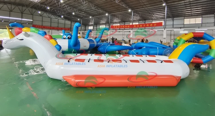 12 Persons Inflatable UNICORN Boat 97cm Tube Double Lane Unicorn Banana Boat For Commercial 4