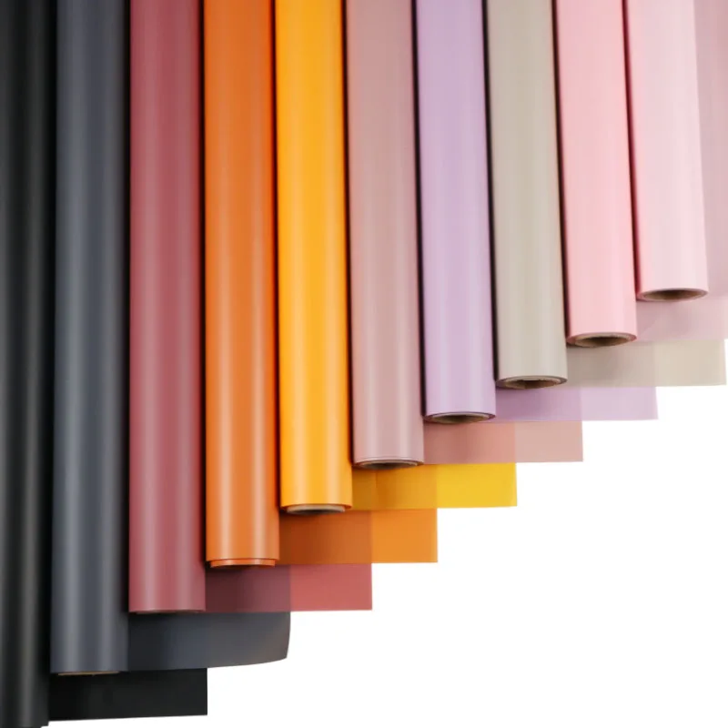 

58cmx10mThick Roll Monochrome Flower Wrapping Paper Frosted Flowers Shop Bouquet Waterproof Plastic Packaging Papers Craft Paper