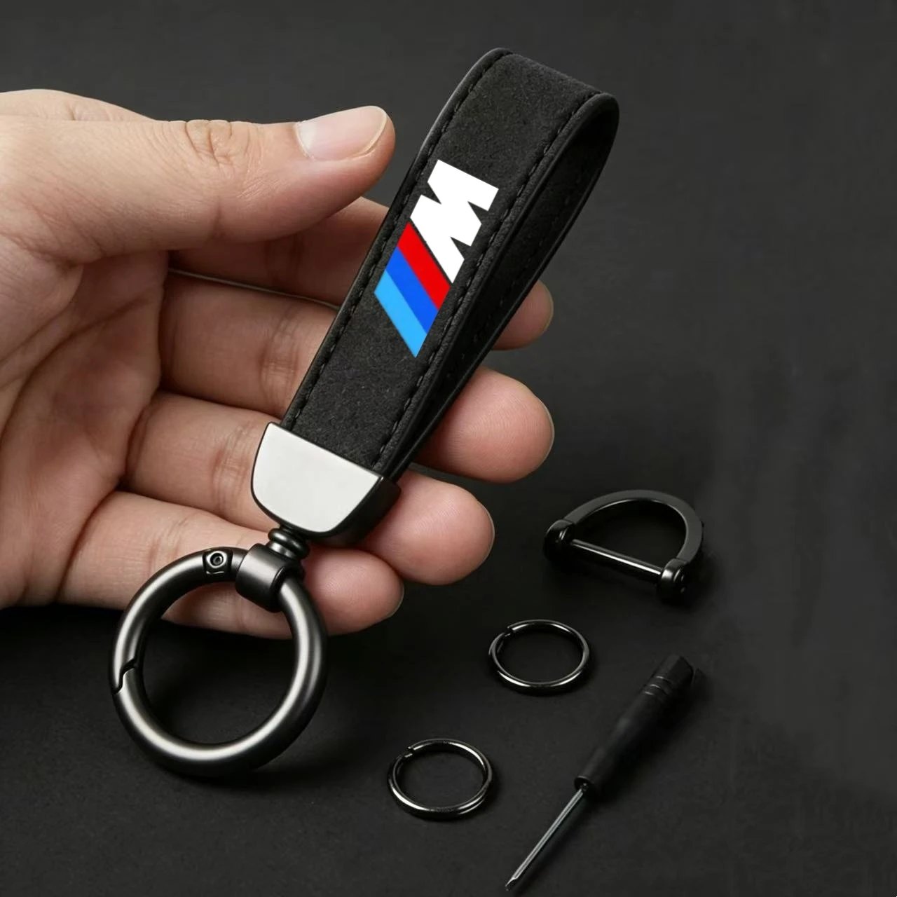 Llavero de gamuza con emblema BMW M para E46 E36 E34 F10 E90 F30 E60 F30 E53 E30 E92 E87, soporte para llaves de coche, colgante, regalos de alta gama