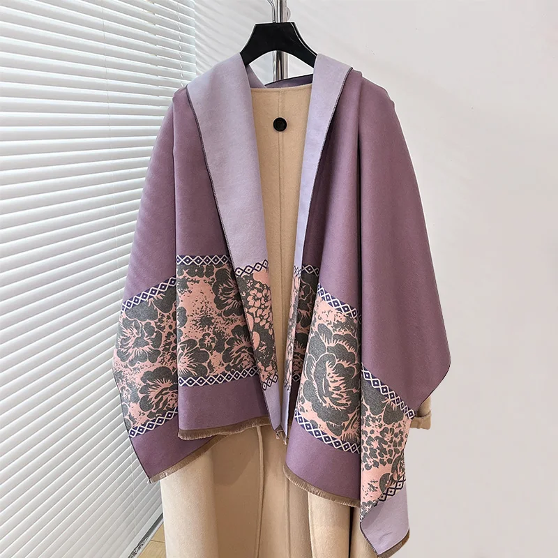 2024 new winter double-sided thickened ethnic style cashmere jacquard scarf high quality ladies imitation cashmere scarf