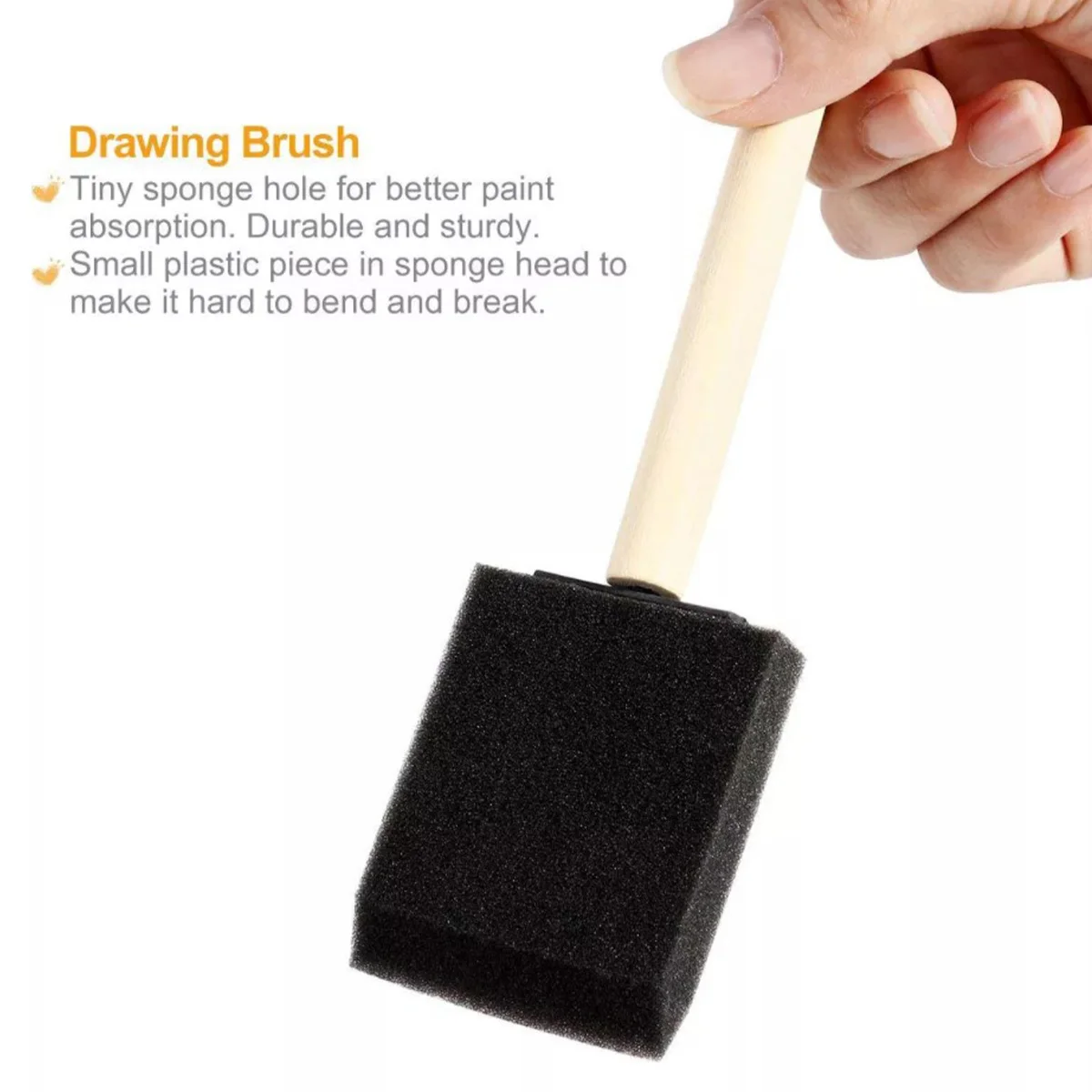 30 Pieces Foam Brush, 2.5cm Black Foam Paint Brushes Foam Brushes with Wood Handle and Beveled Head Convenient Durable Washable Foam Brushes for