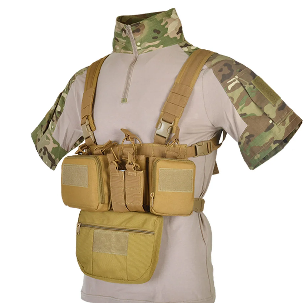 Tactical Chest Vest Rig Assault 500D Molle Multicam Tactical Vest with Multi-Pockets Hunting Magazine Pouch Vest for CS