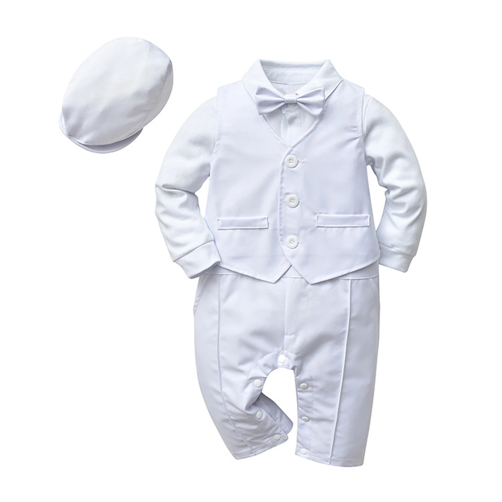 

Infant Boys Christening Romper Long Sleeve Gentlemen Suit Baby Shower Gift Photopgraphy Wedding Birthday Baptism Party Costume