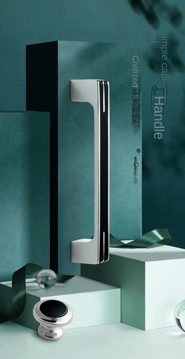 Description Picture 2 of itemScrew Spacing, Polished Chrome Cabinet Handles,Long Size Drawer Pulls Modern Cabinet Hardware Cabinet Knob Black Silver