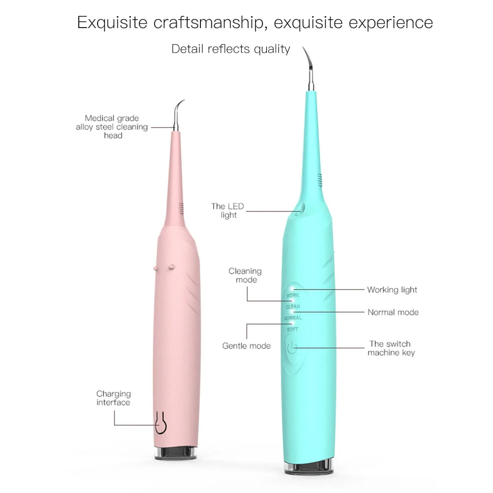 Portable Electric Sonic Dental Teeth Scaler 3 Modes Home Oral Irrigator Tooth Calculus Tartar Remover Oral Hygiene Care Cleaner oral irrigator visual electric ultrasonic dental whitener scaler teeth endoscope cleaner tooth dental calculus remover portable