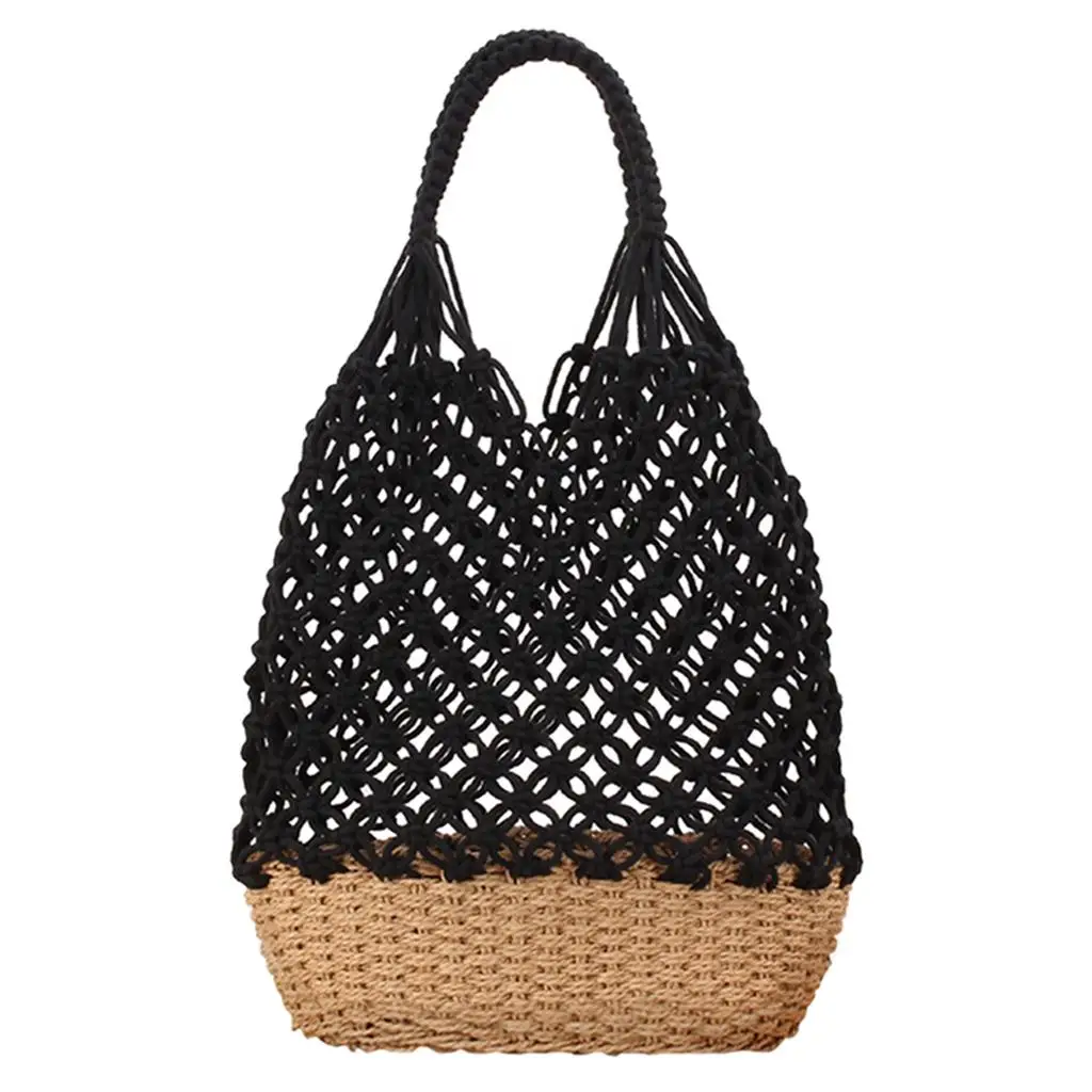Handmade Straw Woven Handbag for Women Crochet Knit Bucket Shopping Bag Handmade Straw Woven Handbag for Women Crochet Knit Bucket Shopping Bag