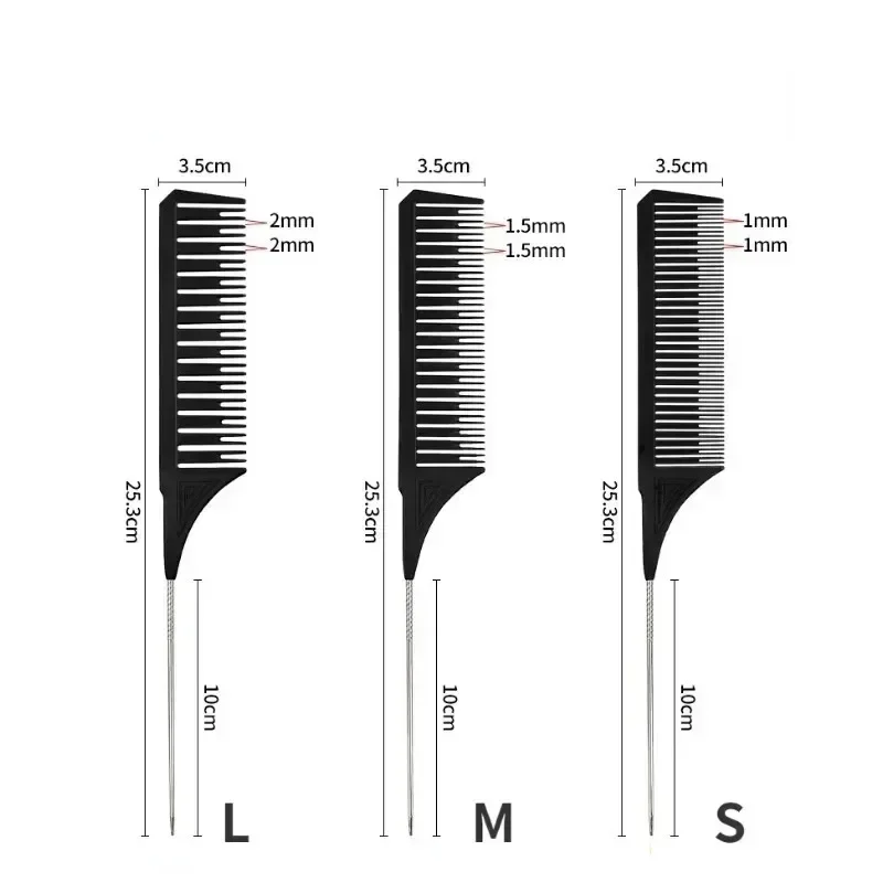 3pcs Hairbrush Hair Styling Combs Tailed Comb Set Coloring Dyeing Comb Salon Tool Sectioning Highlighting Weaving Cutting Comb 5