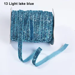 Multicolor Shimmer Glitter Velvet Ribbon for DIY Crafts and Decorative Wrapping (13 light lake blue)