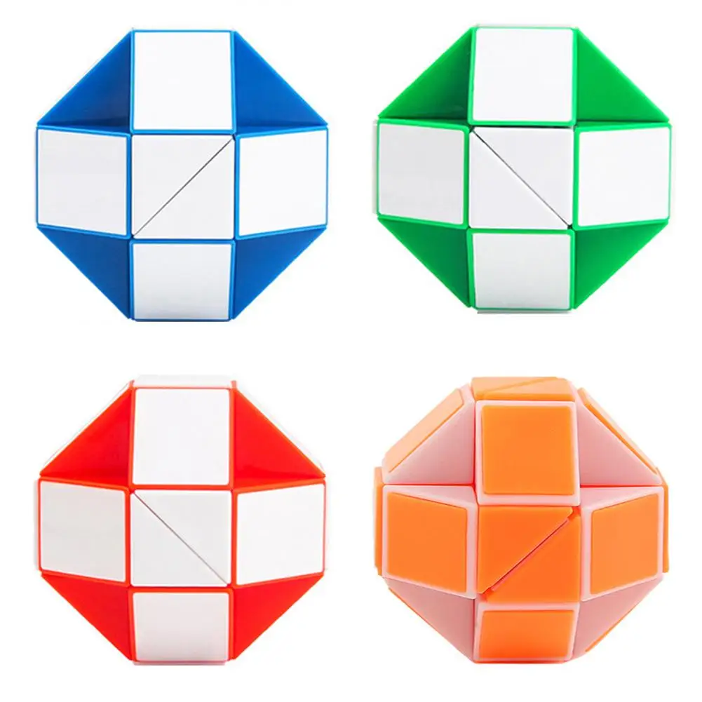 Plastic Magic Ruler 24 Wedges Magic Snake Cube Twist Puzzles for Kids Brain Teaser Foldable Educational Toy 21.5x1.3x1cm
