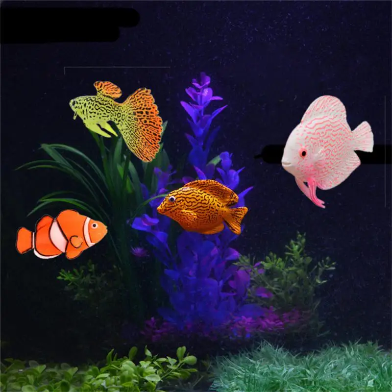 Aquarium Artificial Luminous Lionfish Fish Tank Landscape Silicone Fake Fish Floating Glow In Dark Ornament Home Decoration