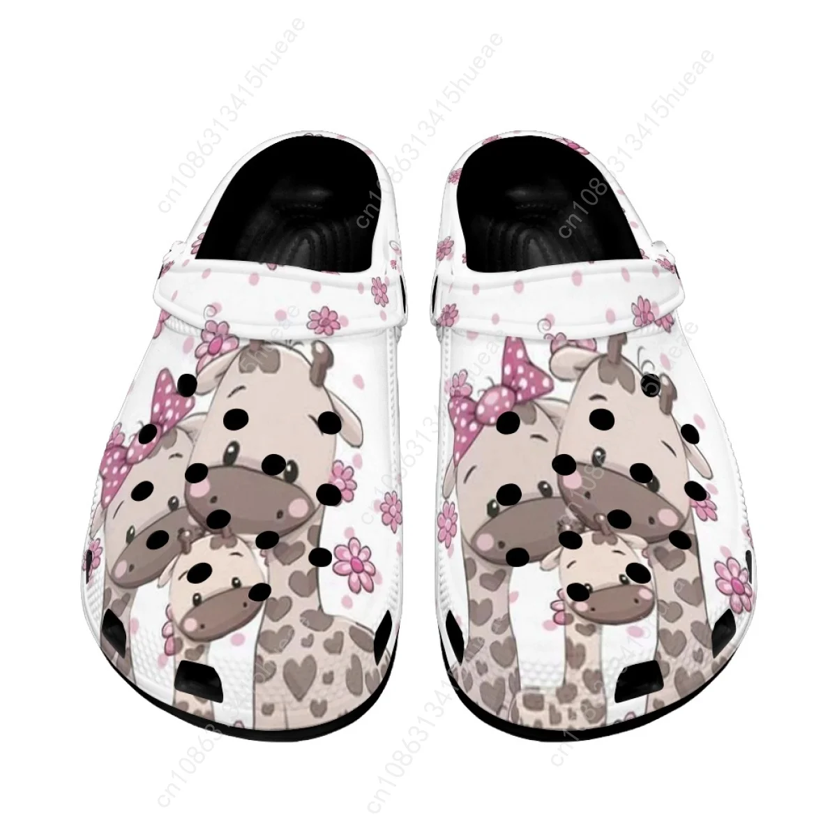 Cartoon Giraffe Floral Print Fashion Women Sandals High Quality Soft Sole Beach Clogs  Hole Slides Cozy Non-slip Garden Shoes