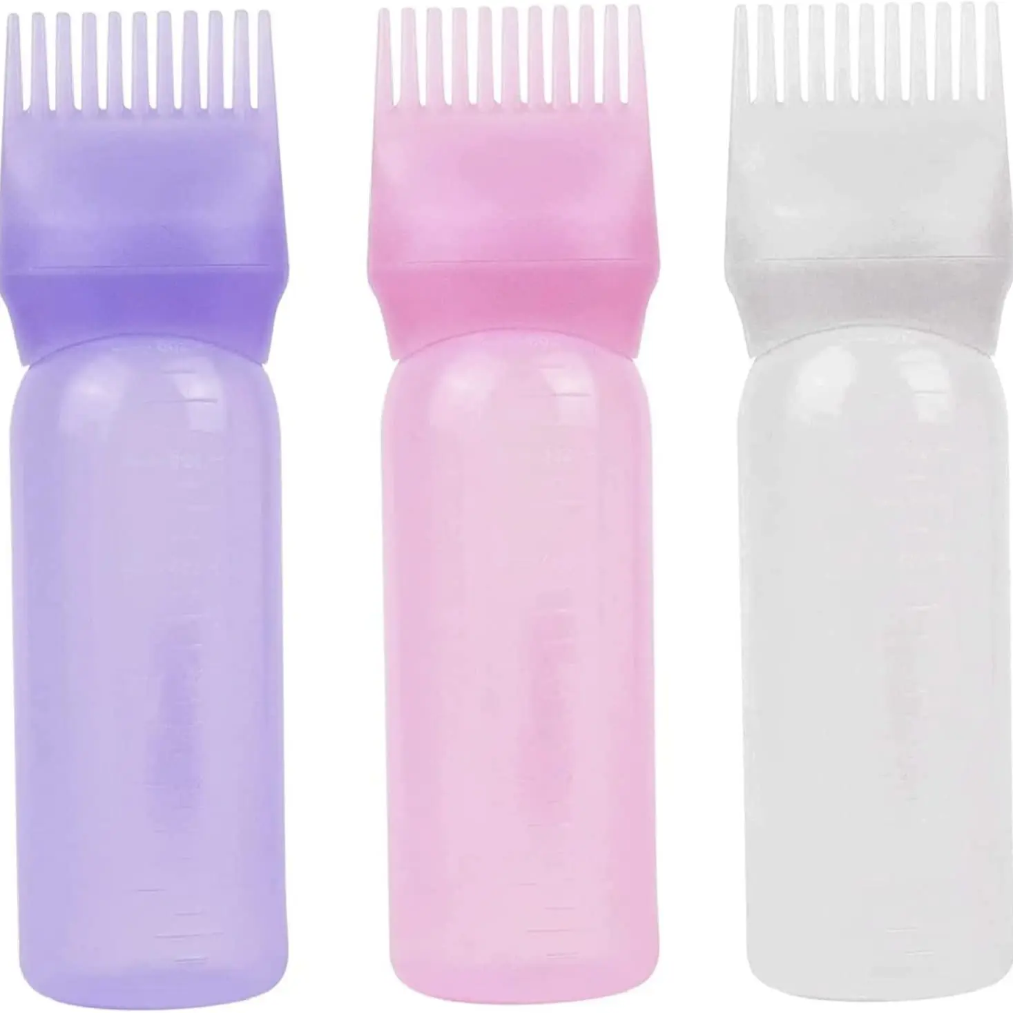 

3 Colors Applicator Bottles with Graduated Scale Multicolor Plastic Refillable Bottle for Hair Coloring Hairdressing Tool