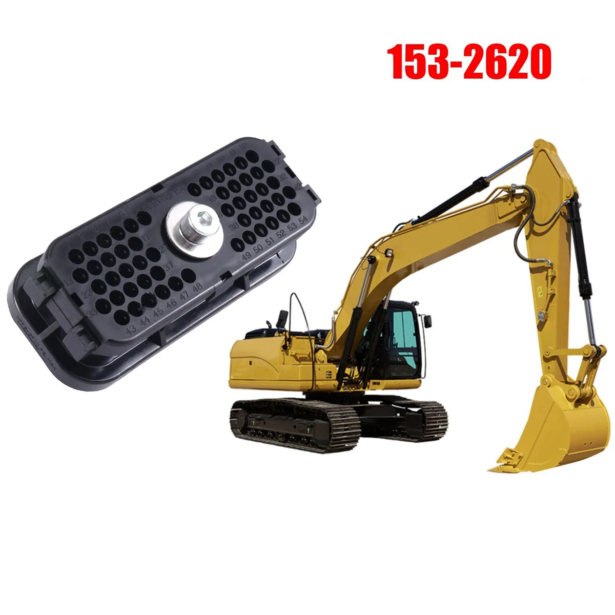 블랙 방수 와이어링 커넥터, E312C E312D E320C E320D 카터 굴삭기 컴퓨터 버전 플러그 153-2620, 54 핀