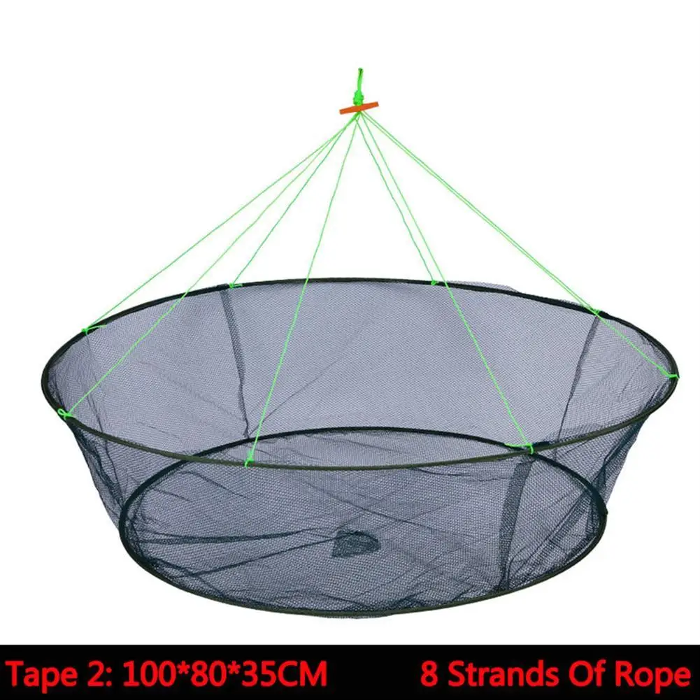 Portable Foldable Fishing Net Trap Cage Round Shape Opening for Crabs  Crayfish Lobster With Fishing Rope Handle hotsale