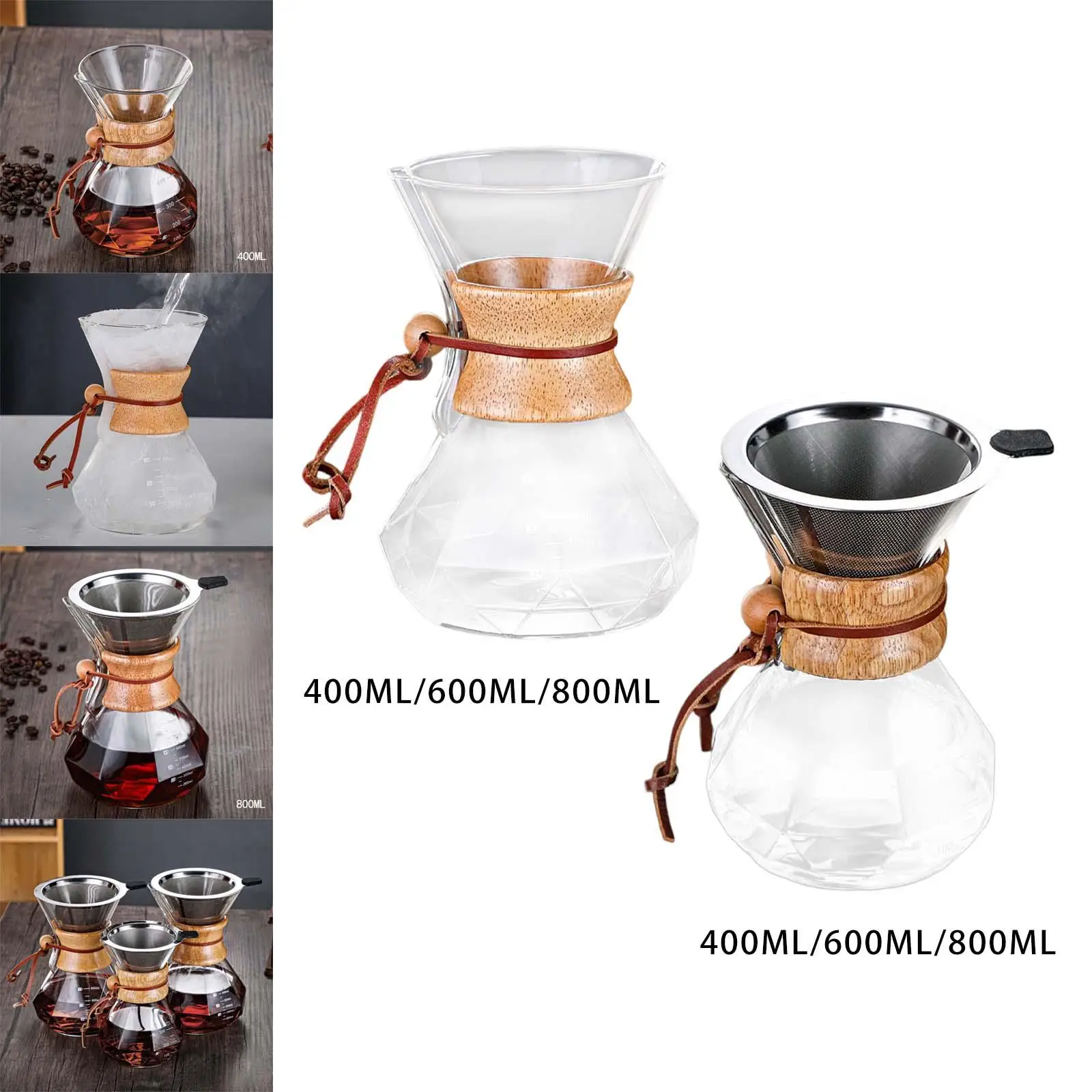 Coffee Maker, Hot Drip Brewer Coffee Sharing Pot High Borosilicate Cafe Reusable