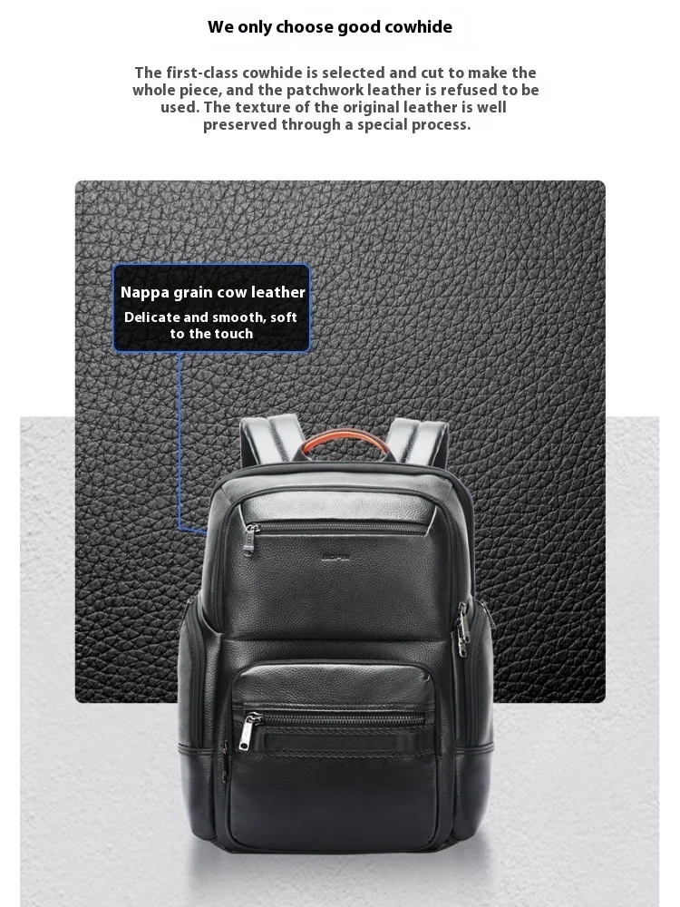 BOPAI Business backpack Color contrast backpack  Leather backpack Multi-functional backpack Travel backpack  15.6 inch comput 6