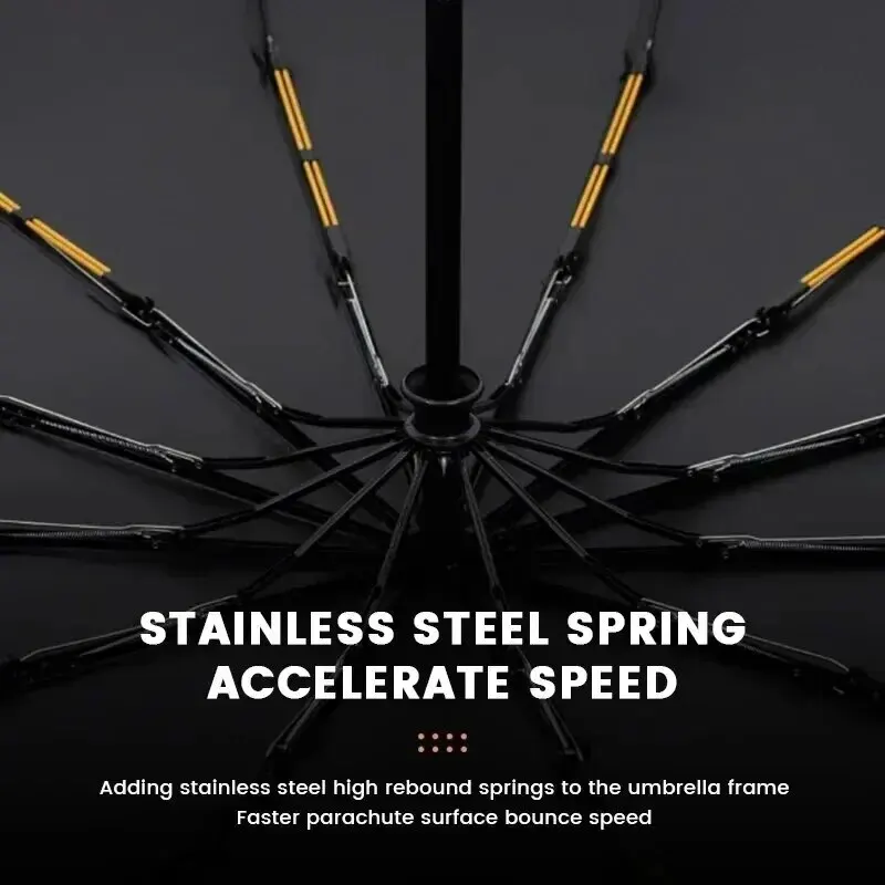 12 Bone Black Glue Fully Automatic Umbrella With Thick And Durable Keel Three Fold Umbrella UV Resistant Folding