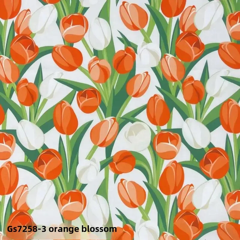 60pcs Pure Cotton Cartoon Tulip Printing Fabric DIY Handmade Fabric Children's Wear Block Printing