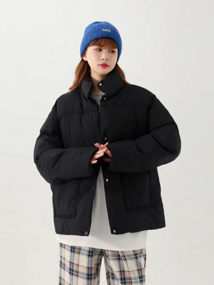 

Puffer Jacket Women Casual Short Coat Autumn Winter Warm Short Parkas Mujer Female Solid Loose Stand Collar Padded Jackets