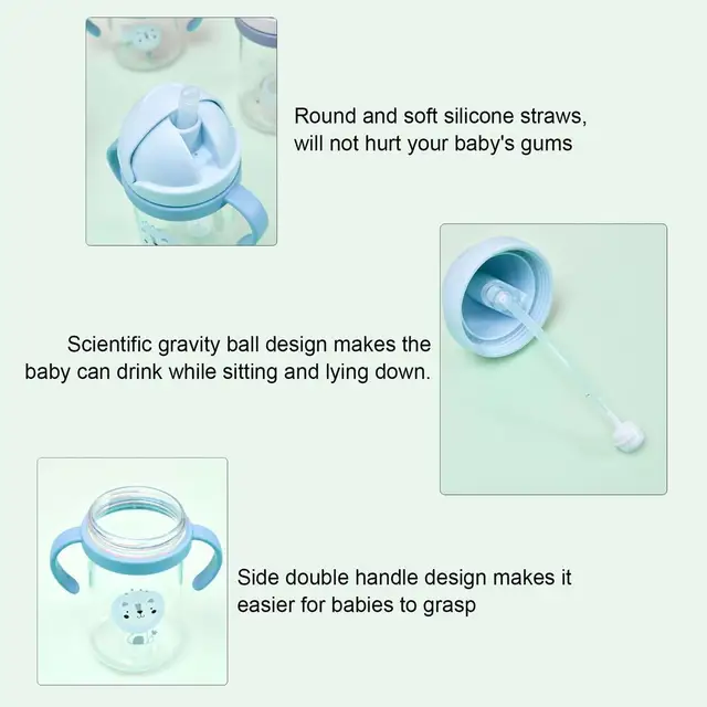 Baby Toddler Sippy Cups 6-12 Months Leak Proof Straw Cup with Handles 400ml